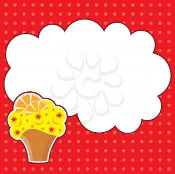 Royalty Free Clipart Image of an Orange Cupcake and Cloud