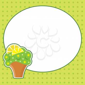 Royalty Free Clipart Image of a Lemon Cupcake With an Cloud Message