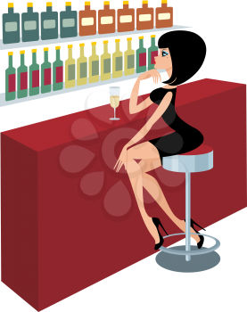 Royalty Free Clipart Image of a Woman at a Bar