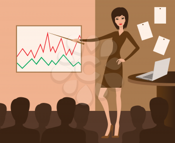 Royalty Free Clipart Image of a Woman in a Business Meeting
