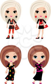 Royalty Free Clipart Image of Four Girls
