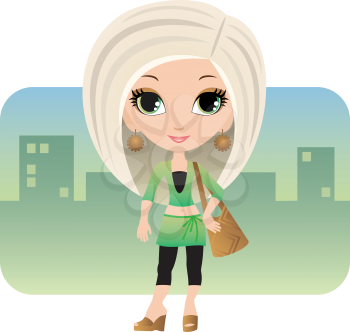 Royalty Free Clipart Image of a Woman in the City