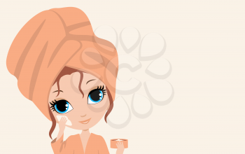 Royalty Free Clipart Image of a Woman Applying Face Cream