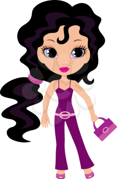 Royalty Free Clipart Image of a Young Woman With Wavy Hair