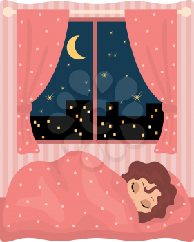 Royalty Free Clipart Image of a Girl Sleeping