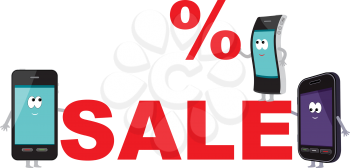 Royalty Free Clipart Image of a Sale for Cellphones