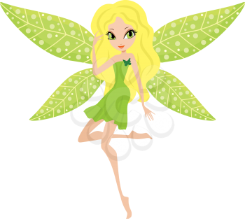 Royalty Free Clipart Image of a Green Fairy