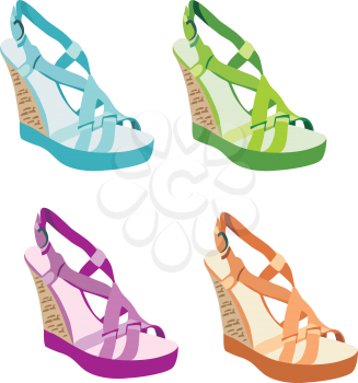 Royalty Free Clipart Image of Women's Wedge Shoes