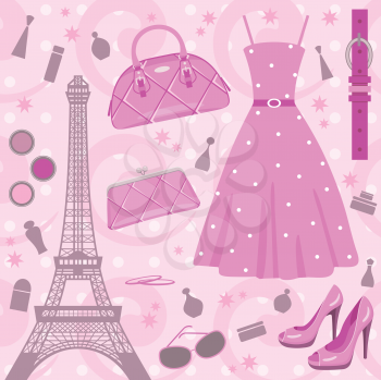 Royalty Free Clipart Image of a Paris Fashion Background