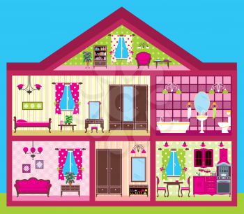 Royalty Free Clipart Image of the Interior of a House