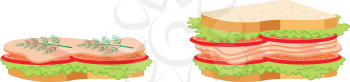 Royalty Free Clipart Image of Two Sandwiches