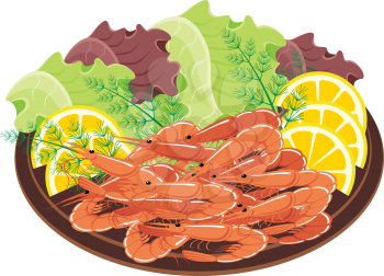 Royalty Free Clipart Image of a Shrimp Tray