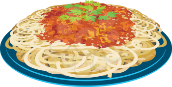 Royalty Free Clipart Image of Spaghetti on a Plate