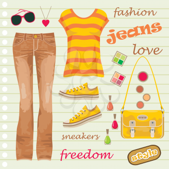 Royalty Free Clipart Image of a Jeans Fashion Background
