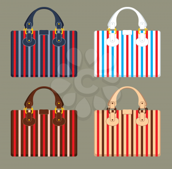 Royalty Free Clipart Image of Four Purses on a Beige Background