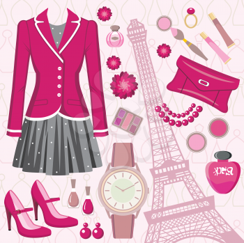 Royalty Free Clipart Image of a Fashion and Paris Background