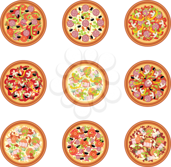 Royalty Free Clipart Image of Pizzas