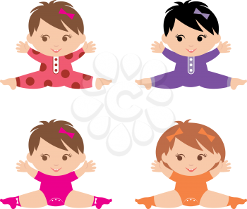 Royalty Free Clipart Image of Four Babies