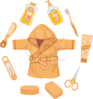 Royalty Free Clipart Image of a Bathing Items for Baby
