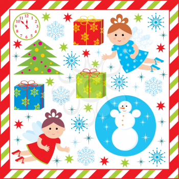 Royalty Free Clipart Image of a Background With Christmas Elements