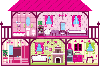 Royalty Free Clipart Image of a House Interior