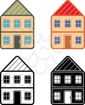 Image icons of houses in different colors on a white background.