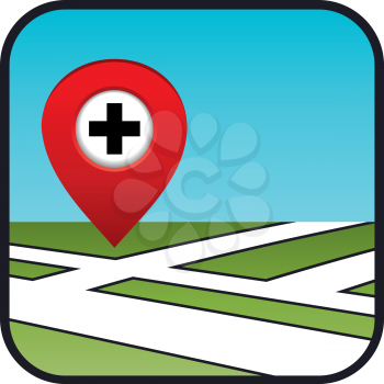 Street map icon with the pointer pharmacies, hospitals. vector, gradient, EPS10 