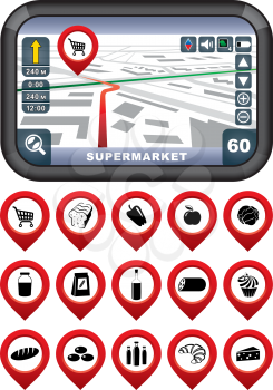 GPS navigator with the pointer supermarket