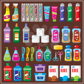 Set of household chemicals. vector 