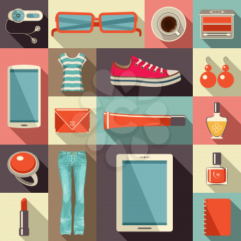 Fashion set in a style flat design. Vector illustration
