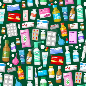 Medicine tablets, pills  and vitamins pattern. Vector illustration