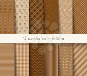 Seamless vector coffee pattern set