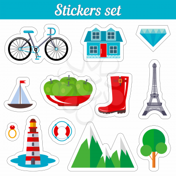 Stickers set. Cartoon patch badges. Vector illustration isolated on white background