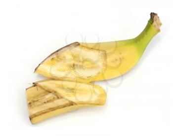 sliced ​​banana on a white background