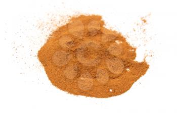 Cinnamon powder on a white background
