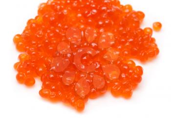 Red salmon caviar heap isolated on white 