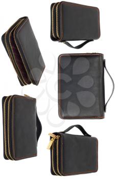 Black business briefcase isolated on white background. With clipping path. Front view. 