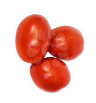 three tomatoes on white background 