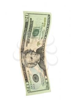 twenty dollar banknote,isolated on white with clipping path. 