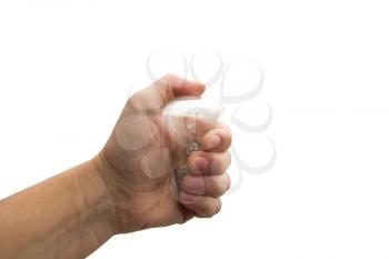 Light bulb in hand isolated on a white background 