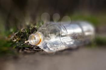 plastic bottle on the nature