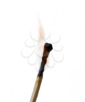 match burning on a white background