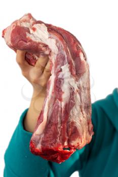 meat in his hands
