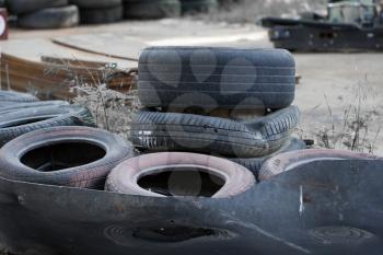 old tires from cars