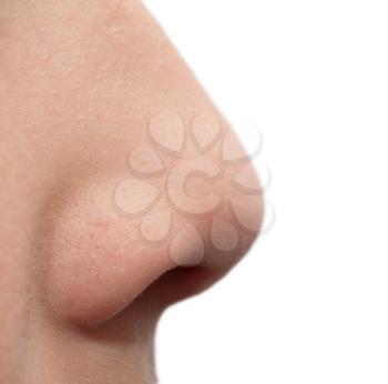 boy's nose on a white background