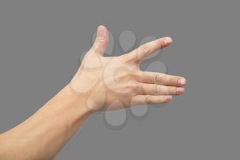 hand on a gray background