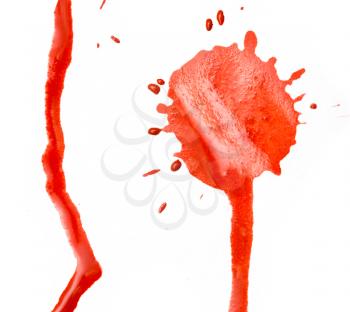 abstract blotch red drops on a white background