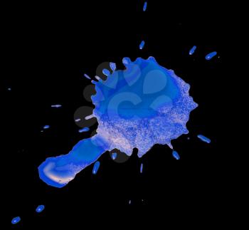 abstract blot blue drops on a black background