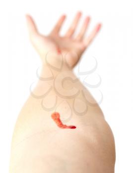 blood vein in the hand on a white background
