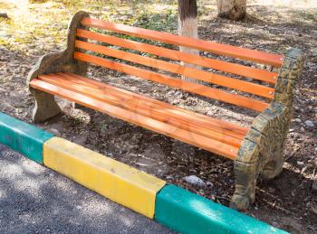 orange bench in the park